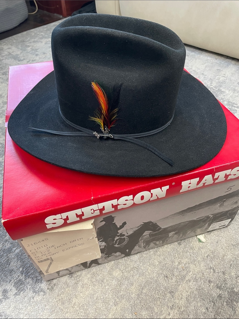 Vintage New Stetson St Joe 3X Pony Express Rancher Cowboy Hat Black
